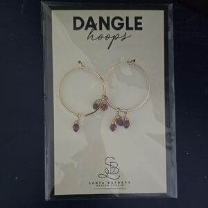 Gold Hoop Earrings with Purple Accents